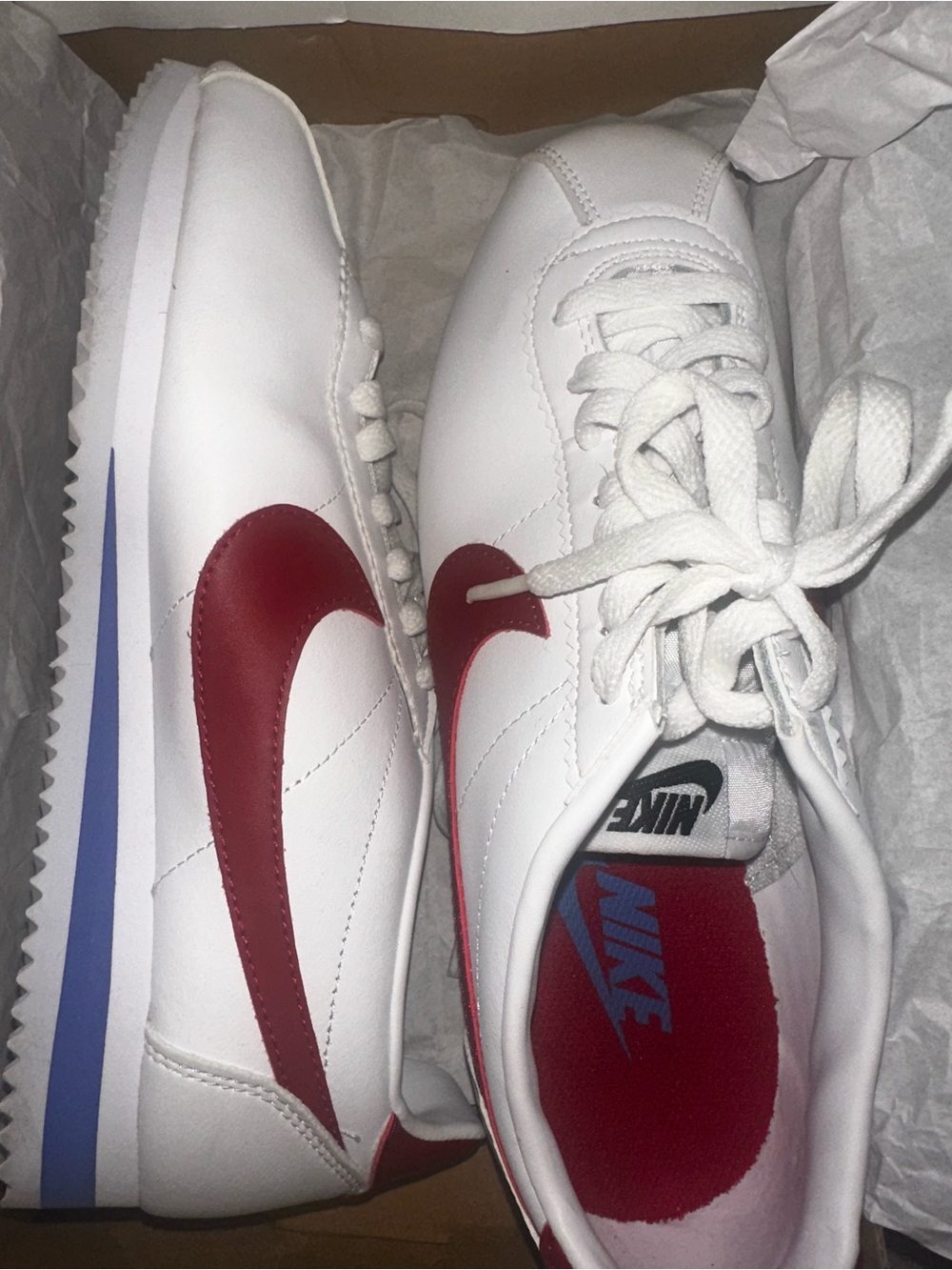Nike Cortez White Sneakers with Red Swoosh